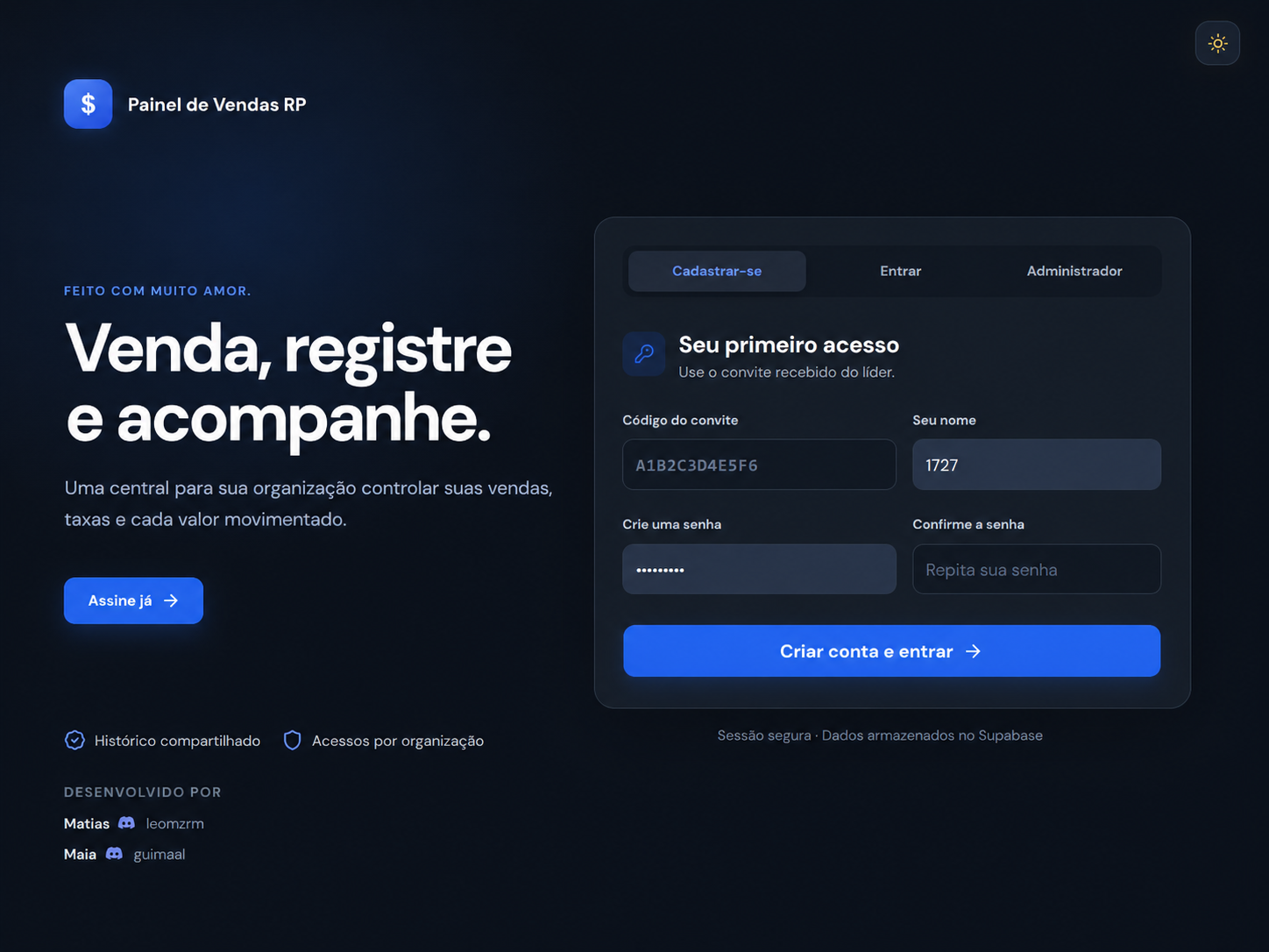 Exemplo de sistema web
